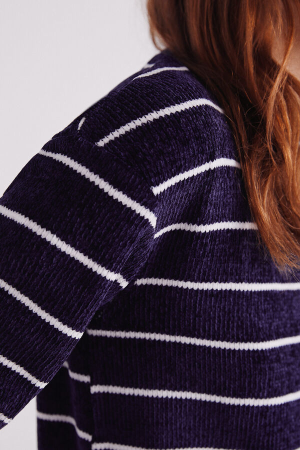 Springfield Camiseta combinada em chenille azul