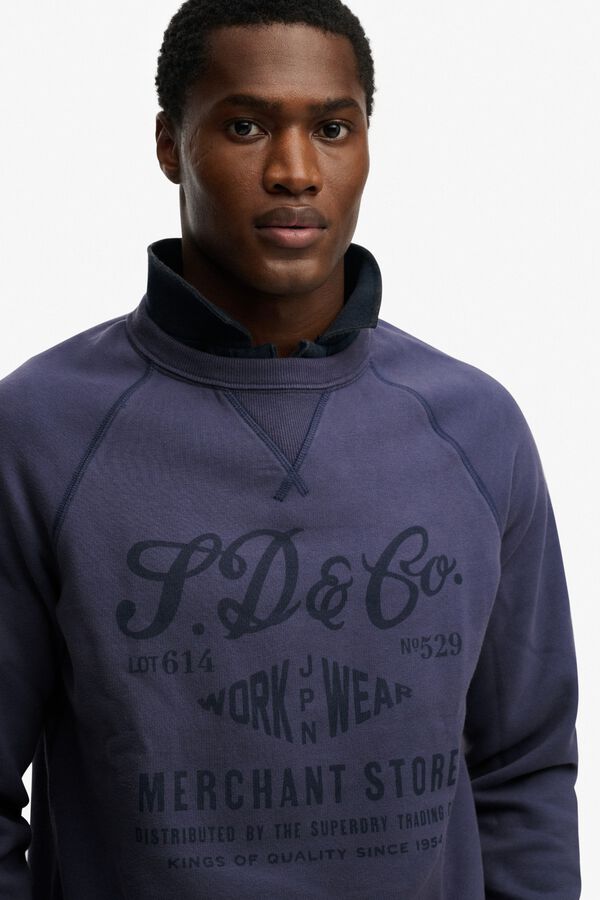 Superdry Sudadera cuello redondo logo azul