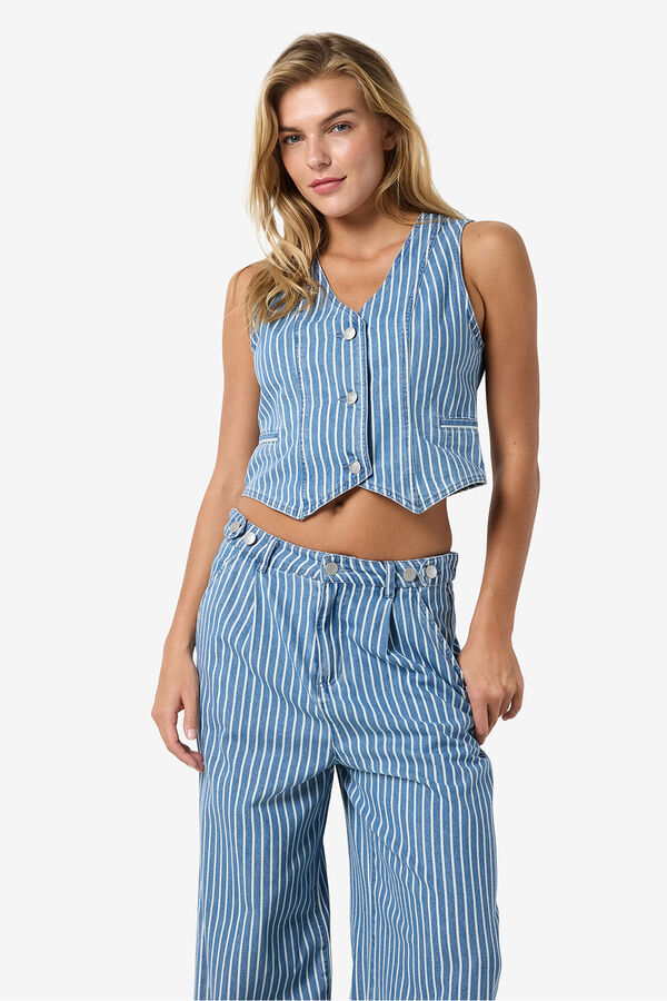 Noisy May Colete riscas estampado azul