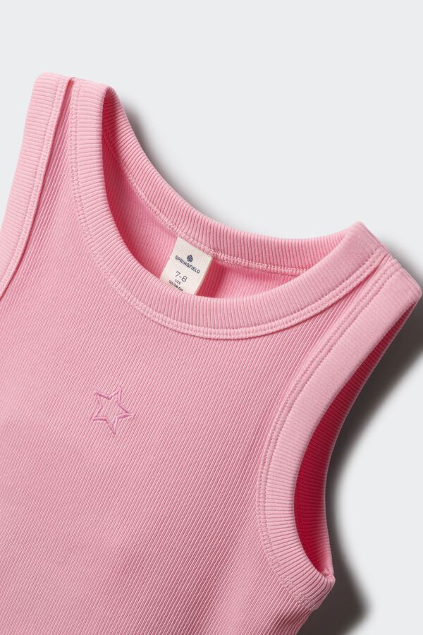 Springfield Kids Top rib bordado estrella ni&ntilde;a rosa