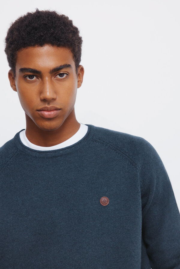 Springfield Jersey liso cuello rulo azul