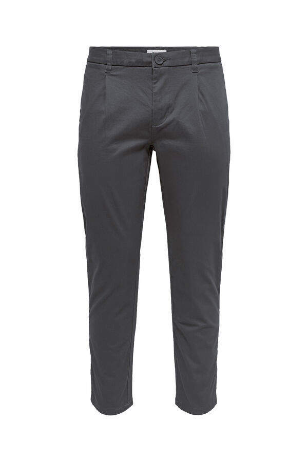 Only & Sons Cal&ccedil;as compridas cal&ccedil;as chino masculinas cinzento