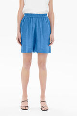 Only Calções fluidos de linho azul