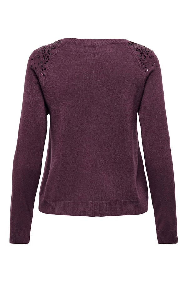 Only Jersey con lentejuelas burdeos