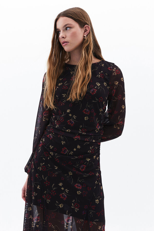 Oxxo Vestido comprido estampado preto