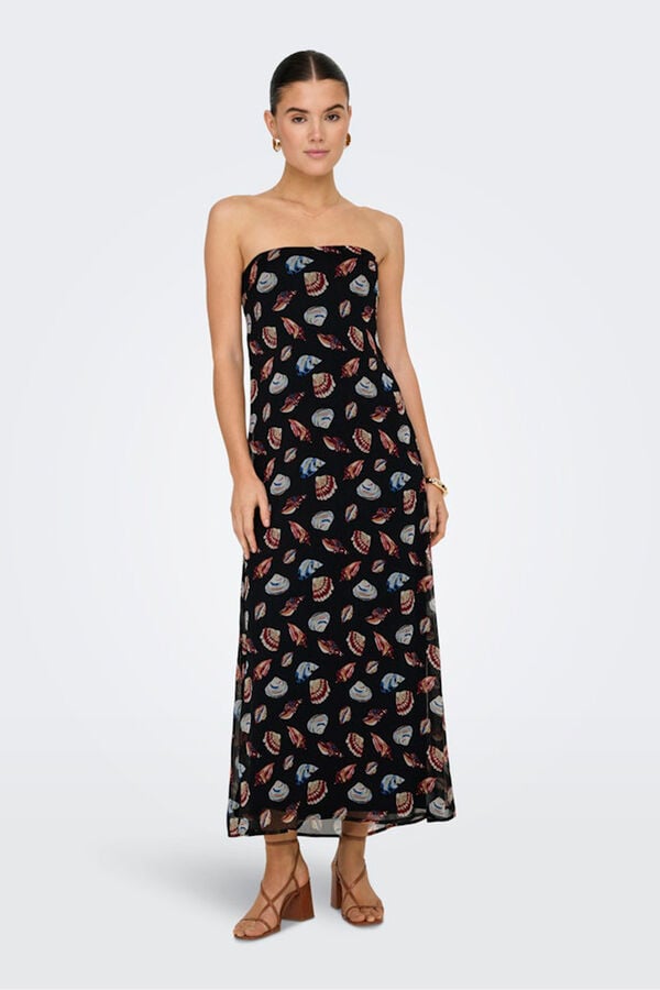 Only Vestido largo palabra de honor negro