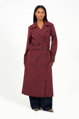 Brave Soul Gabardina comprida com cinto vermelho
