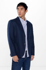 Springfield Blazer lino- algod&oacute;n azul