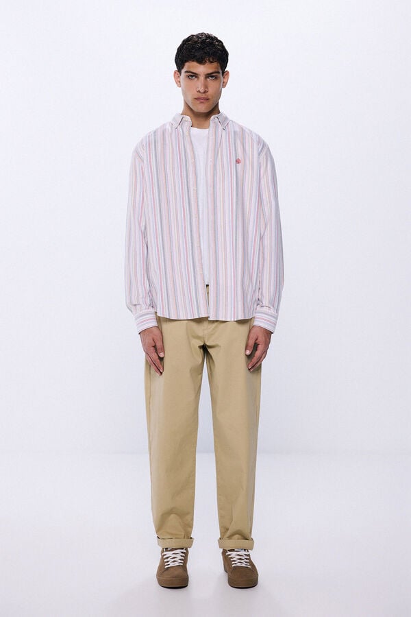 Springfield Camisa oxford riscas vermelho