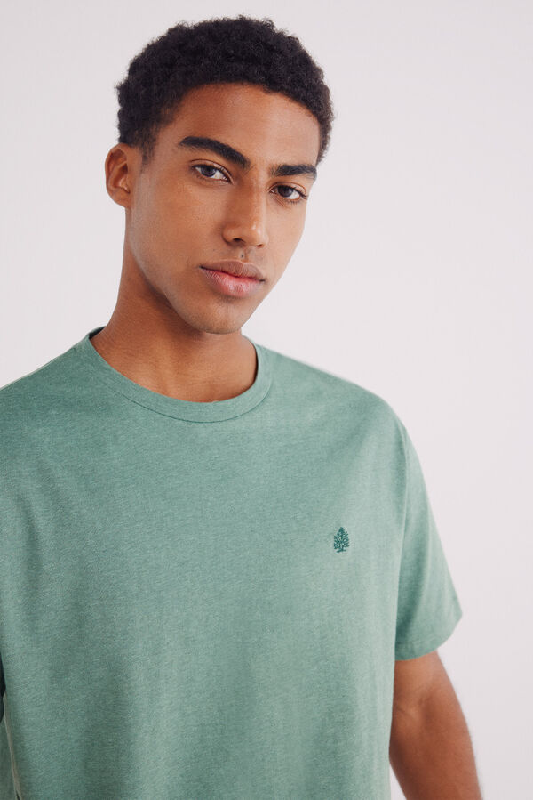 Springfield Camiseta microraya tejida verde