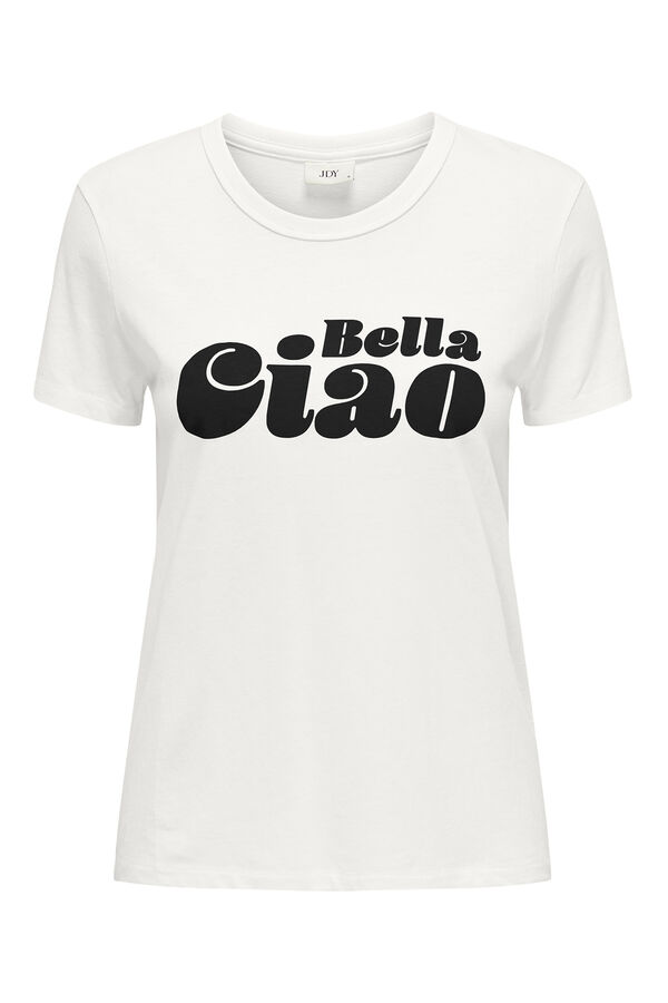 JDY Camiseta de manga corta con dibujo frontal blanco
