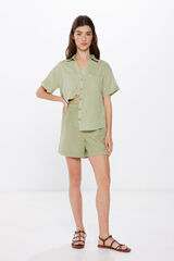 Springfield Calções linho cintura elástica bege