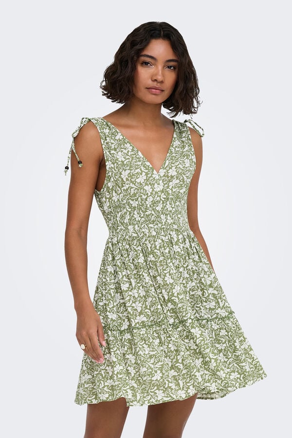 Only Vestido curto estampado floral verde