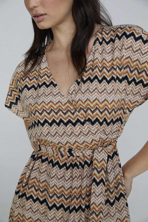 Only Vestido estampado largo lazo amarillo