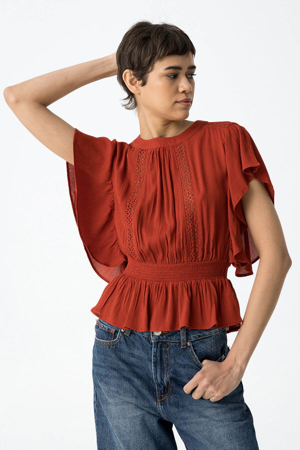 Tiffosi Blusa com folhos vermelho