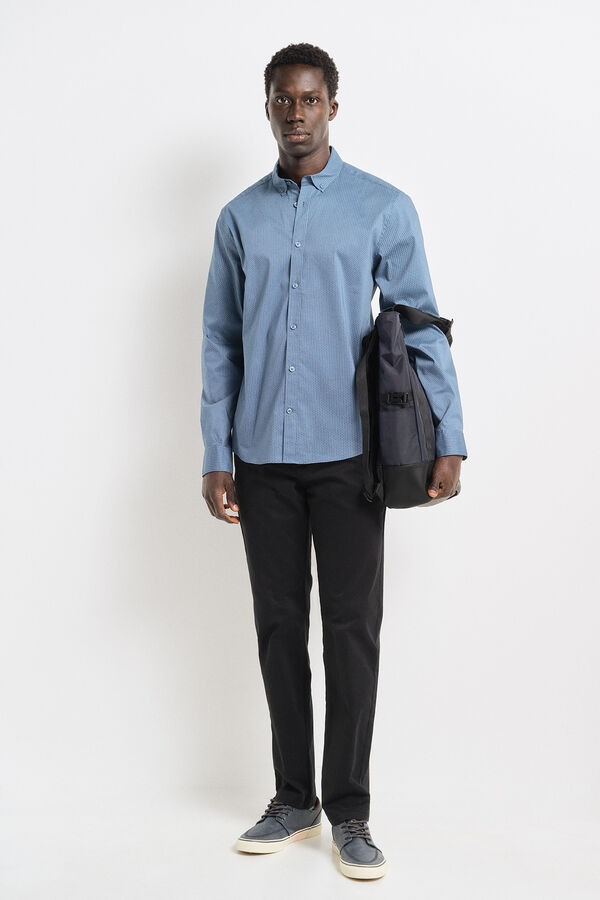 Springfield Camisa social de popelina azul