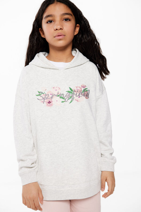 Springfield Kids Sweatshirt capuz flores menina cinzento