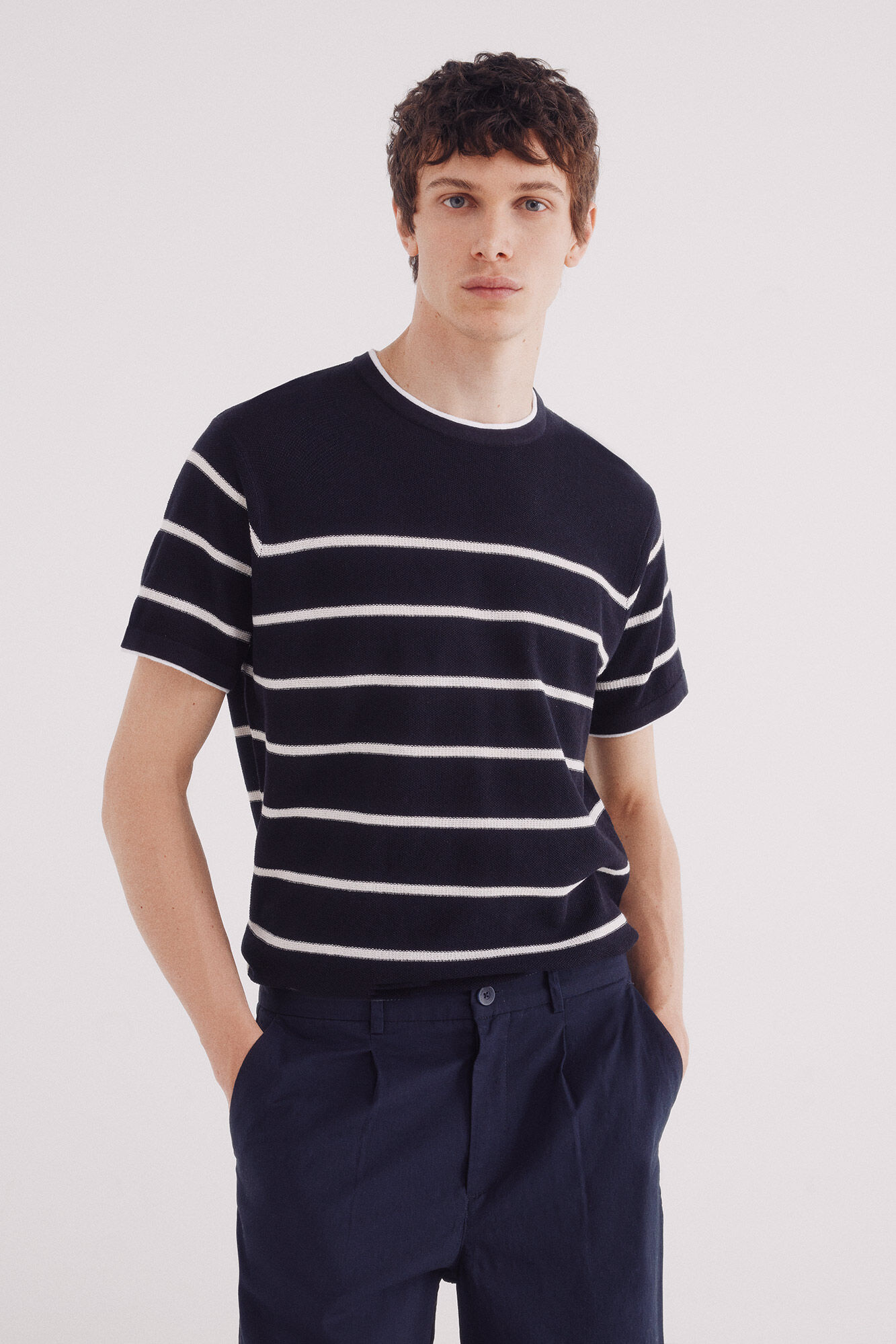 Springfield Jersey riscas manga curta