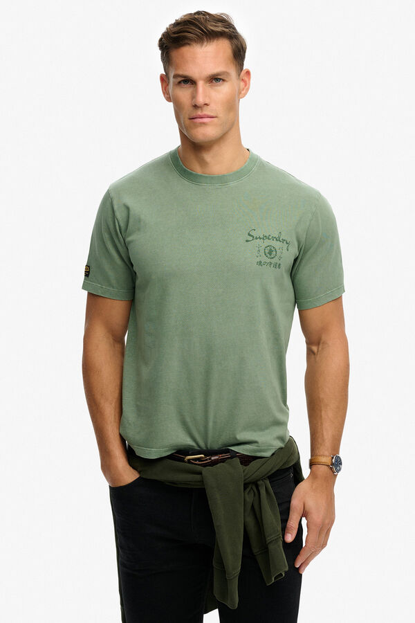 Superdry T-shirt de manga curta com estampado japon&ecirc;s nas costas verde