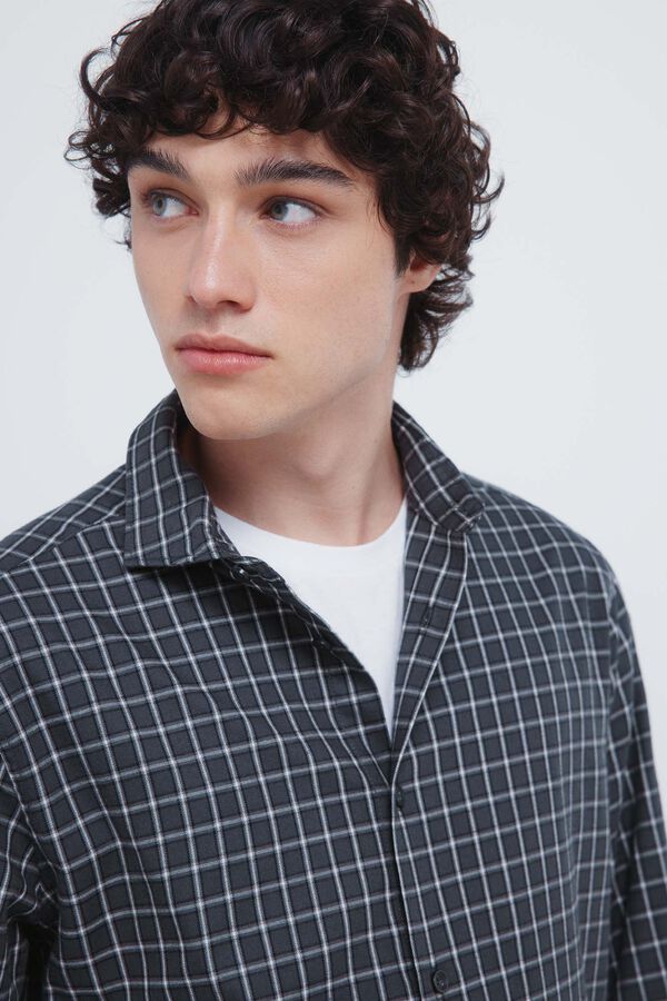 Springfield Camisa cuadros peque&ntilde;os gris