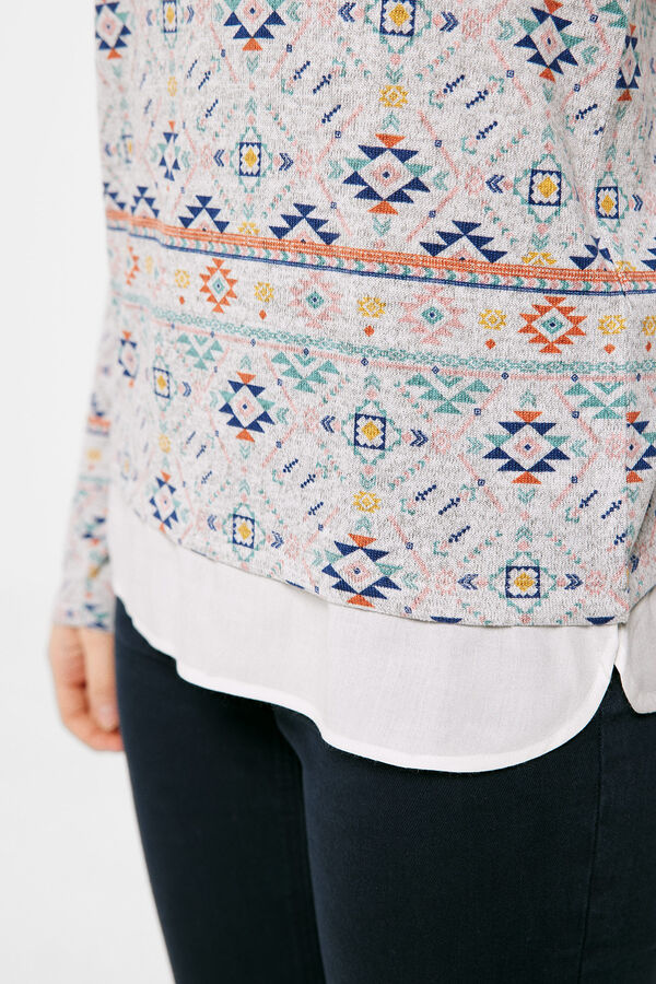 Springfield T-shirt bimat&eacute;ria malha cortada estampada cinzento