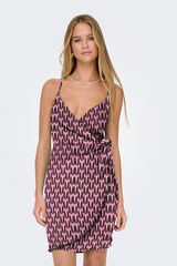 Only Vestido curto com la&ccedil;ada rosa