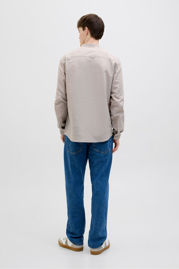 JJ REBEL Camisa colarinho mao de linho cinzento