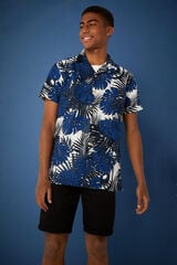 Springfield Camisa manga corta estampado tropical estampado azul