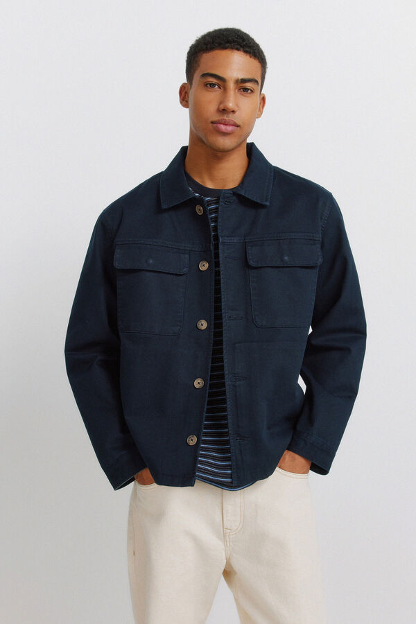 Springfield Sobrecamisa overshirt fit em algod&atilde;o azul