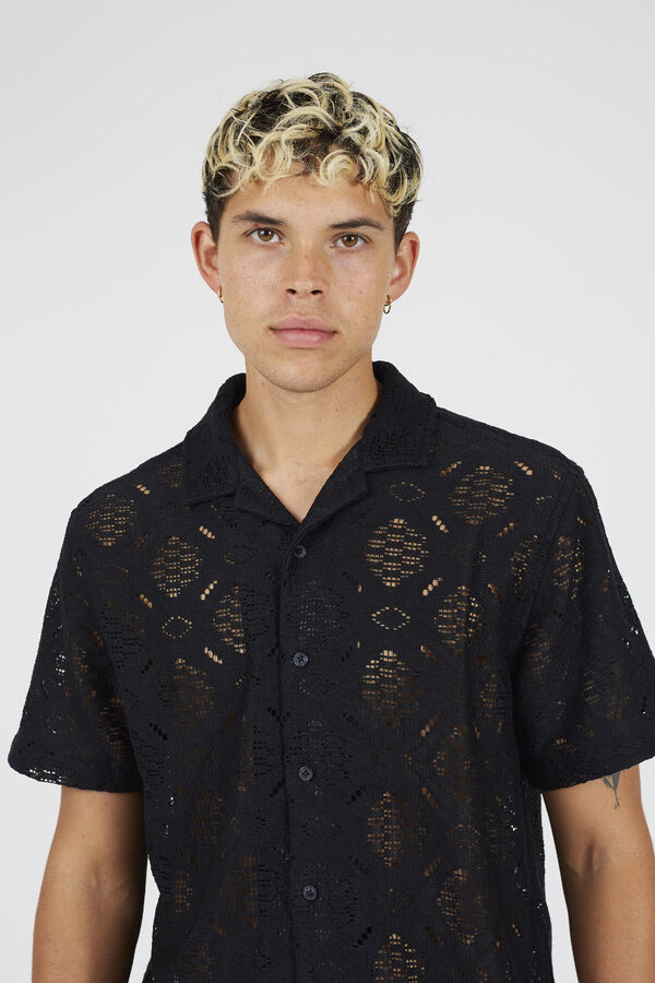 Brave Soul Camisa de renda com manga curta preto