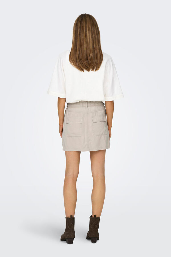 Only Saia curta paperbag castanho