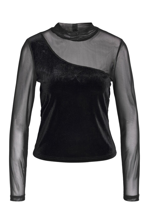 Noisy May Top com transpar&ecirc;ncias preto