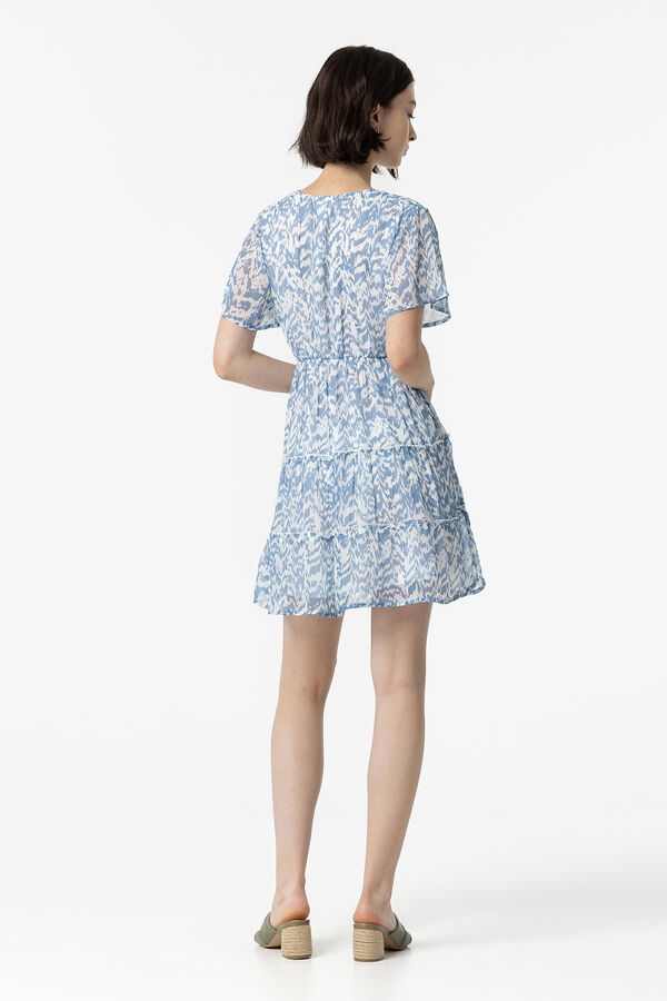 Tiffosi Vestido Estampado con Cortes azul