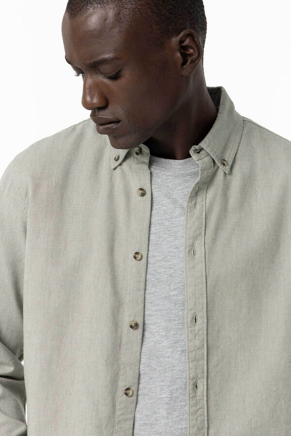 Tiffosi Camisa Slim Fit Efecto Espiga verde