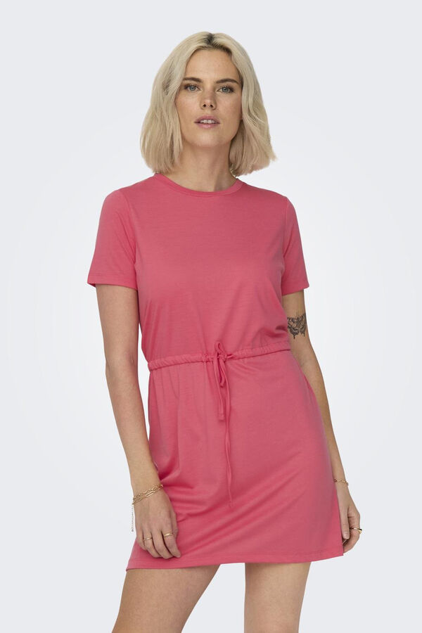 JDY Vestido corto cuello redondo coral