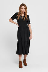 JDY Vestido midi manga corta negro