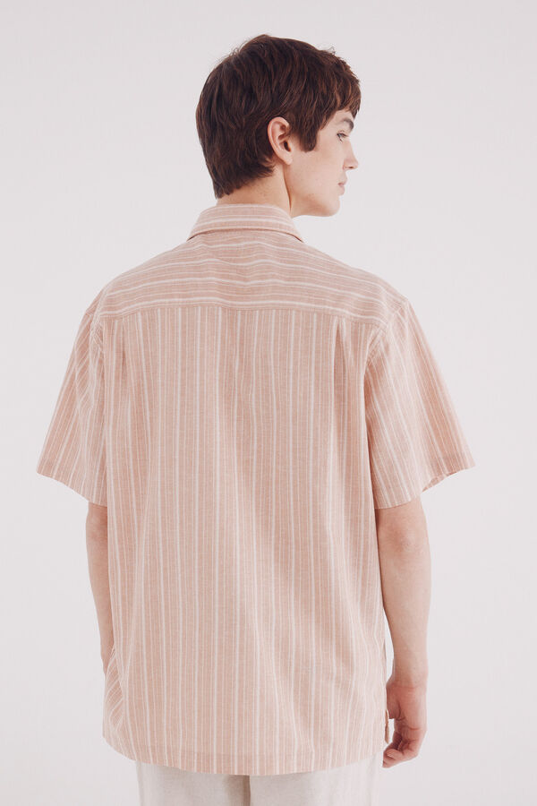 Springfield Camisa de linho manga curta com bolso vermelho