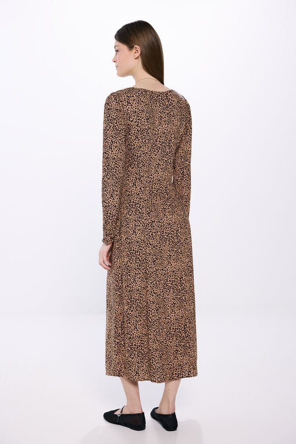 Springfield Vestido midi leopardo nude