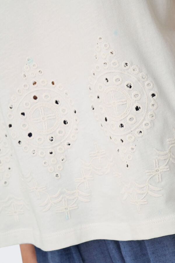 JDY T-shirt manga curta bordada branco