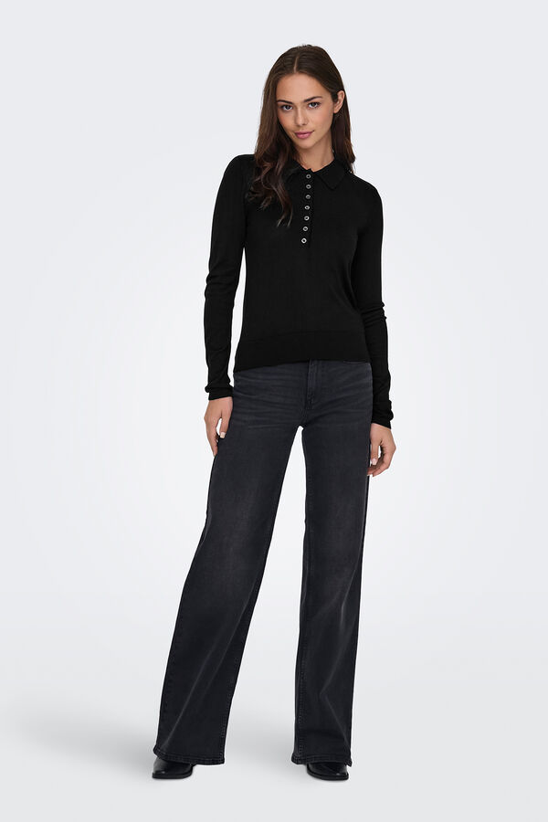Only Camisola gola polo preto
