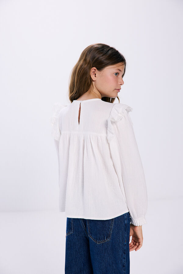Springfield Kids Blusa bordada ni&ntilde;a blanco