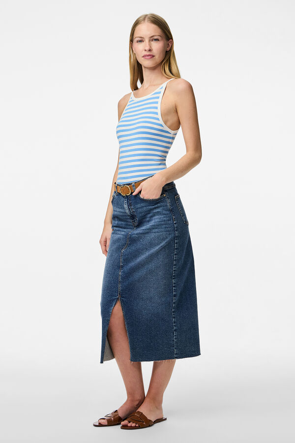 Pieces Top às riscas azul