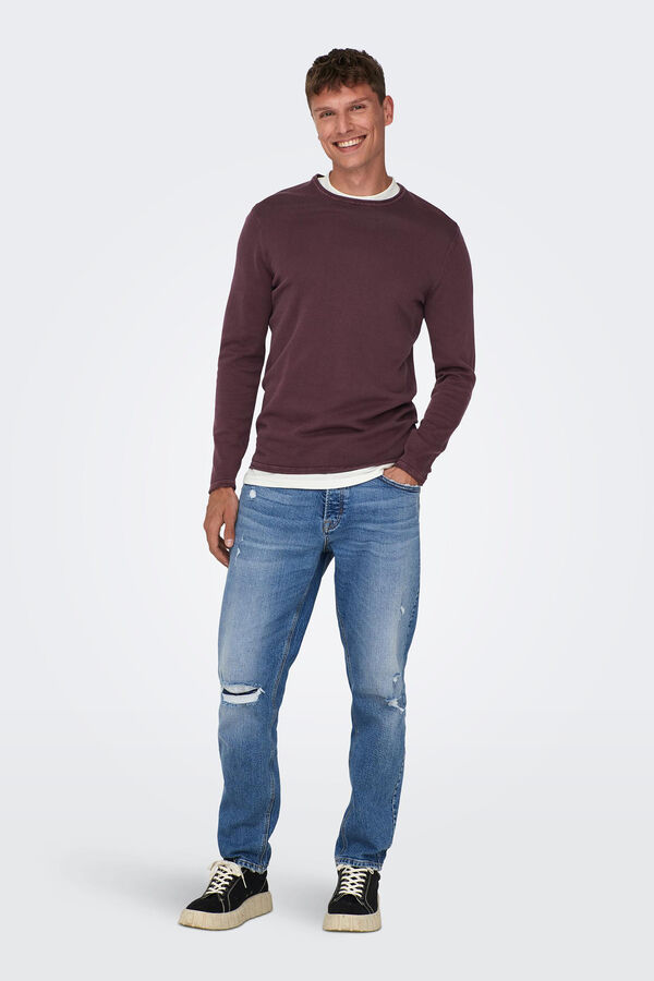 Only & Sons Camisola gola redonda  cru