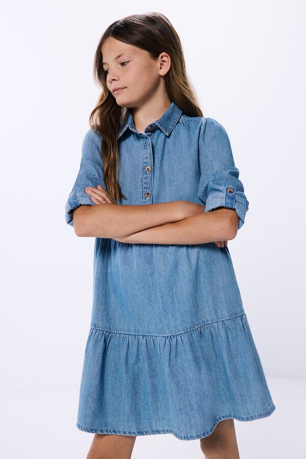 Springfield Kids Vestido camisa denim de menina azul