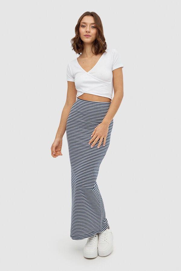 Inside Falda Larga Punto Rayas estampado