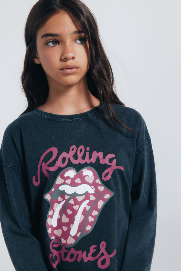 Springfield Kids Camiseta manga larga Rolling stones ni&ntilde;a. gris