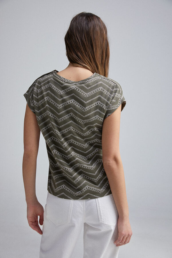 Springfield Camiseta manga vuelta botones hombro kaki