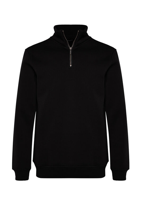 Trendyol Sudadera polar con cremallera negro