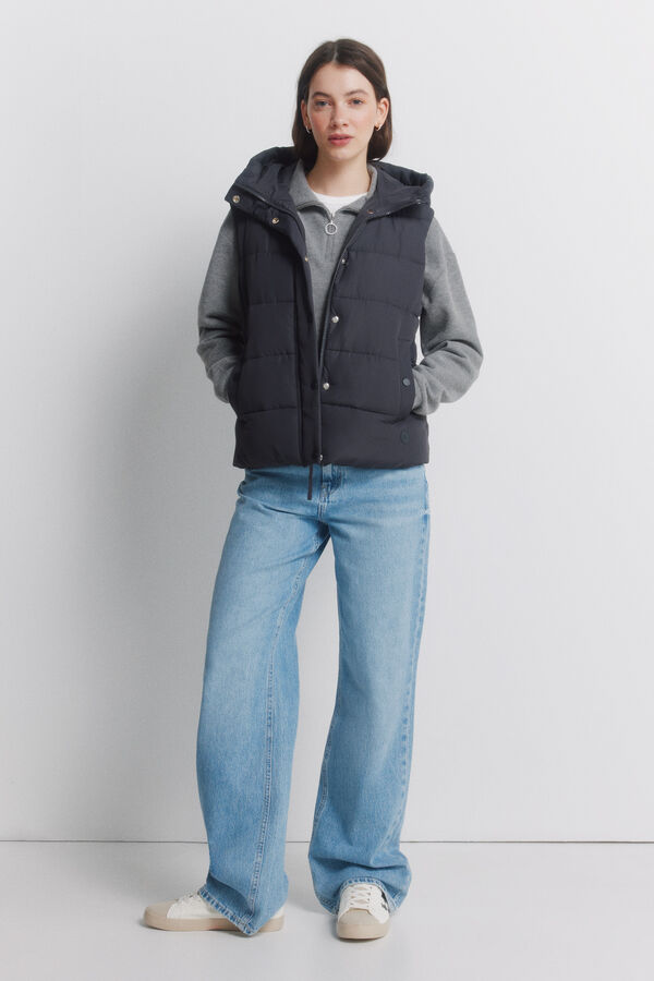 Springfield Chaleco acolchado con capucha negro