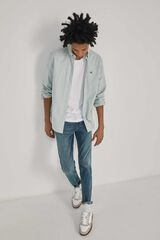 Springfield Jeans slim lavado medio ensuciado turquesa